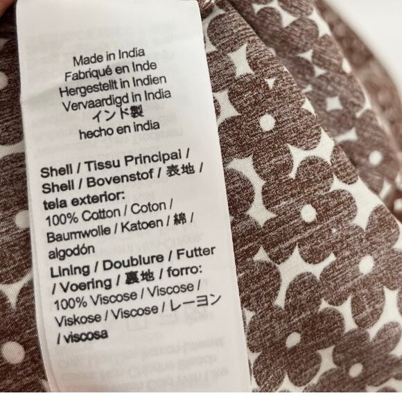 J. Crew Drop Waist Cotton Poplin Mini Dress Womens 8 Brown Floral Pockets Summer - Picture 11 of 11